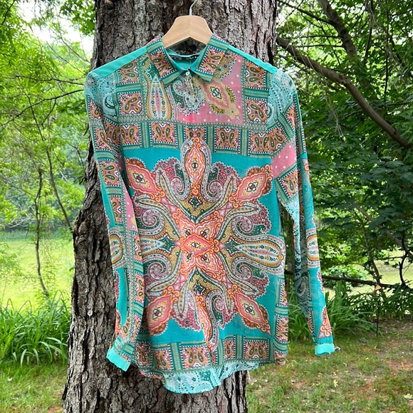 Zara flowy paisley printed summer blouse in size small - Picture 6 of 6